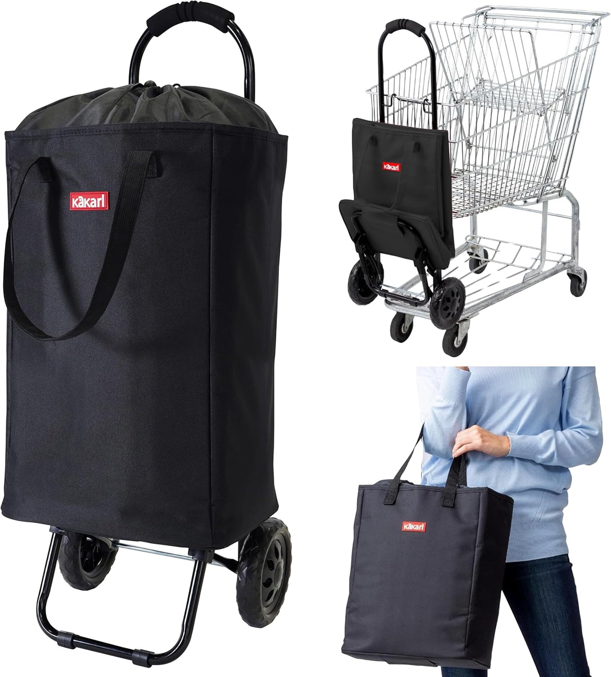 kakarl 買い物カート ショッピングカート バッグになる 保冷 軽量 トートバッグ 23L