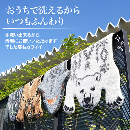 Lakurasu ラグ 小さめ 玄関マット トイレマット 洗える 滑り止め アニマル 90×60cm
