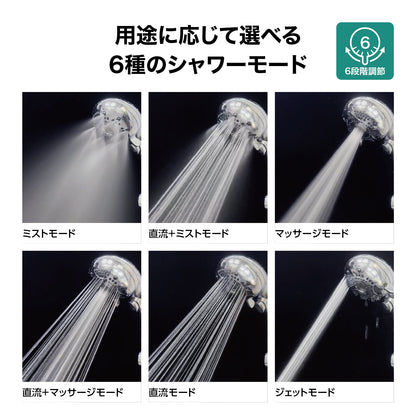 Lakurasu シャワーヘッド 高水圧 節水 止水 6段階切り替え 取り付け簡単 TOTO KVK MYM アダプター付属