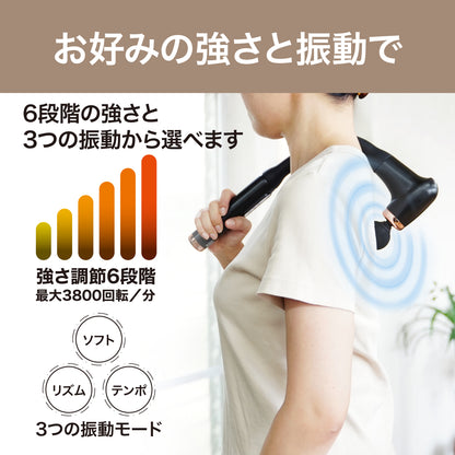 Lakurasu 筋膜リリースガン ロングハンドル 一人で届く 電動ガン 3モード 6段階 4種アタッチメント Type-C充電