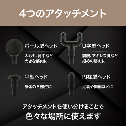 Lakurasu 筋膜リリースガン ロングハンドル 一人で届く 電動ガン 3モード 6段階 4種アタッチメント Type-C充電