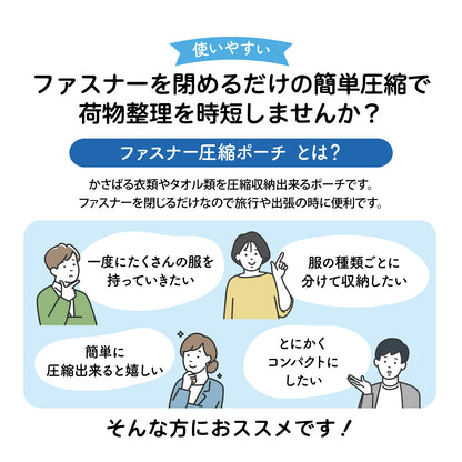 Lakurasu 圧縮トラベルポーチ ポコ 服 衣類 旅行用 圧縮袋 パッキングポーチ