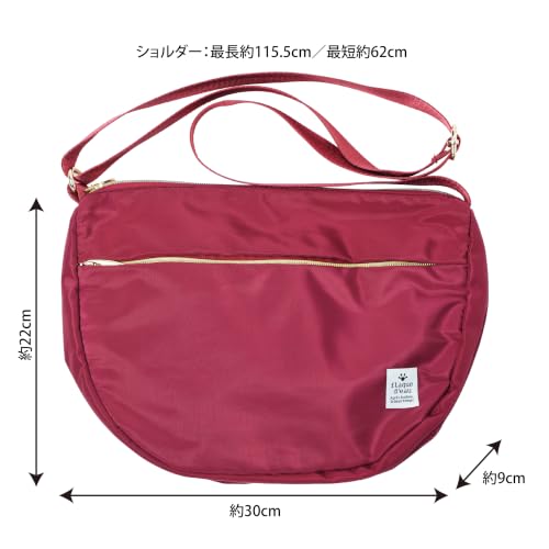 Lakurasu ショルダーバッグ はっ水 5ポケット マチ付き レディース 斜め掛け 軽量 ローズ PT04
