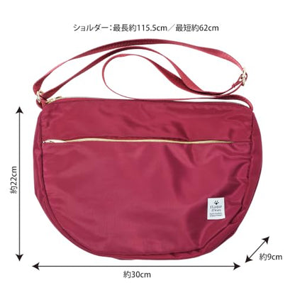 Lakurasu ショルダーバッグ はっ水 5ポケット マチ付き レディース 斜め掛け 軽量 ローズ PT04