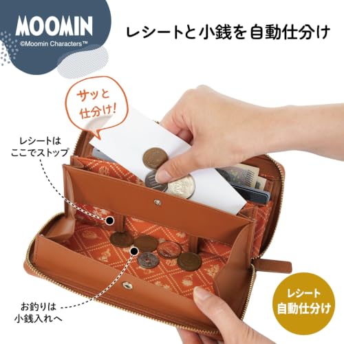 財布 レディース 小銭とレシート 一度に仕分け ガバっと開く じゃばら 大容量 牛革 長財布 MOOMIN 商品画像 12