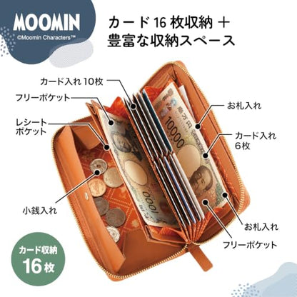 財布 レディース 小銭とレシート 一度に仕分け ガバっと開く じゃばら 大容量 牛革 長財布 MOOMIN 商品画像 7