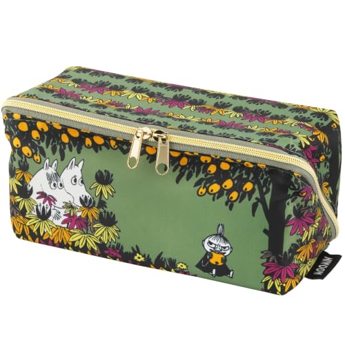 小物入れ ポーチ マルチポーチ 化粧ポーチ ガバっと開く パカポ ダブルファスナー MOOMIN カーキ メイン画像