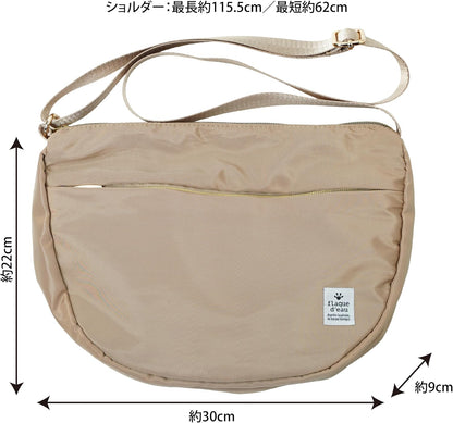 Lakurasu ショルダーバッグ はっ水 5ポケット マチ付き レディース 斜め掛け 軽量 ベージュ PT04
