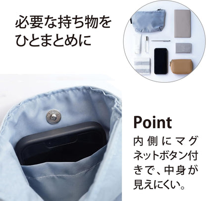 Lakurasu スマホショルダー マチ付き はっ水 軽量 ショルダーバッグ 斜めがけ 小物収納 ブルーグレー PT04