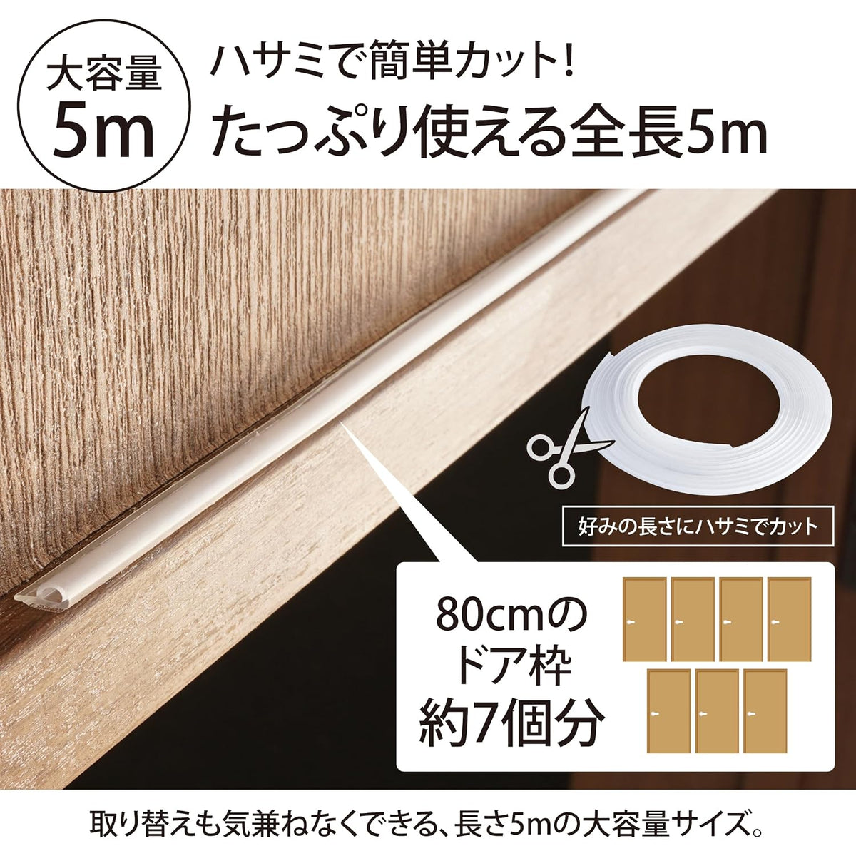 Lakurasu 落下防止用テープ ハンガーストッパー 透明 カット可能 5m 1個 PT05