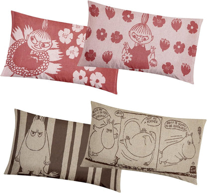 MOOMIN ムーミン まくらカバー 両面デザイン のびのび フィット パイル部 綿100% 縦50×横63cm以下対応 ピンク・ブラウン ピンク・ブラウン2枚セット MAIN
