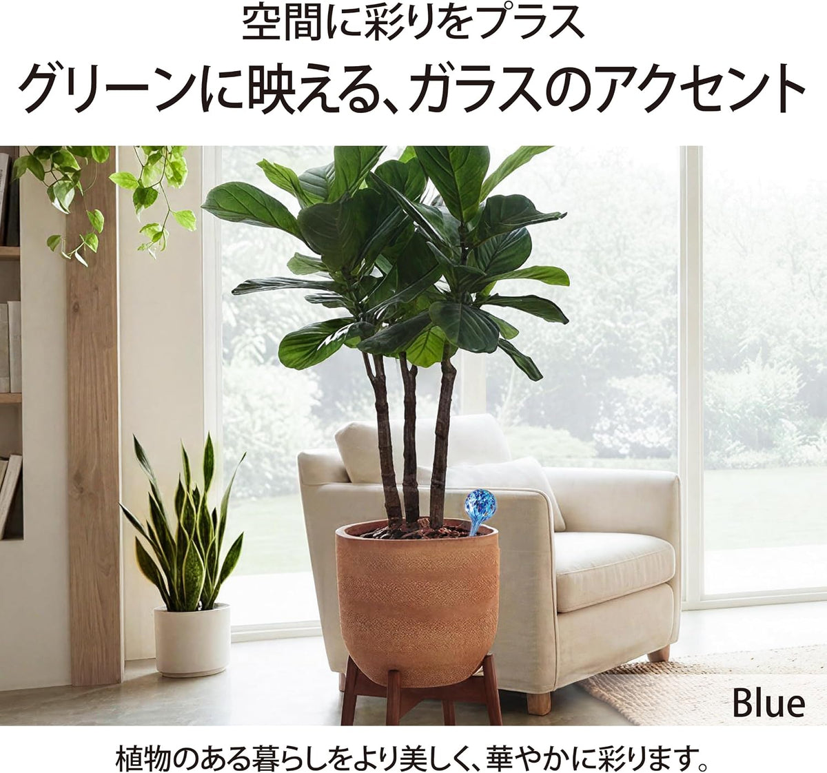 Lakurasu 自動水やり機 自動給水器 鉢植え・観葉植物用 ガラス製 2色組 約直径6×高さ15cm  PT05