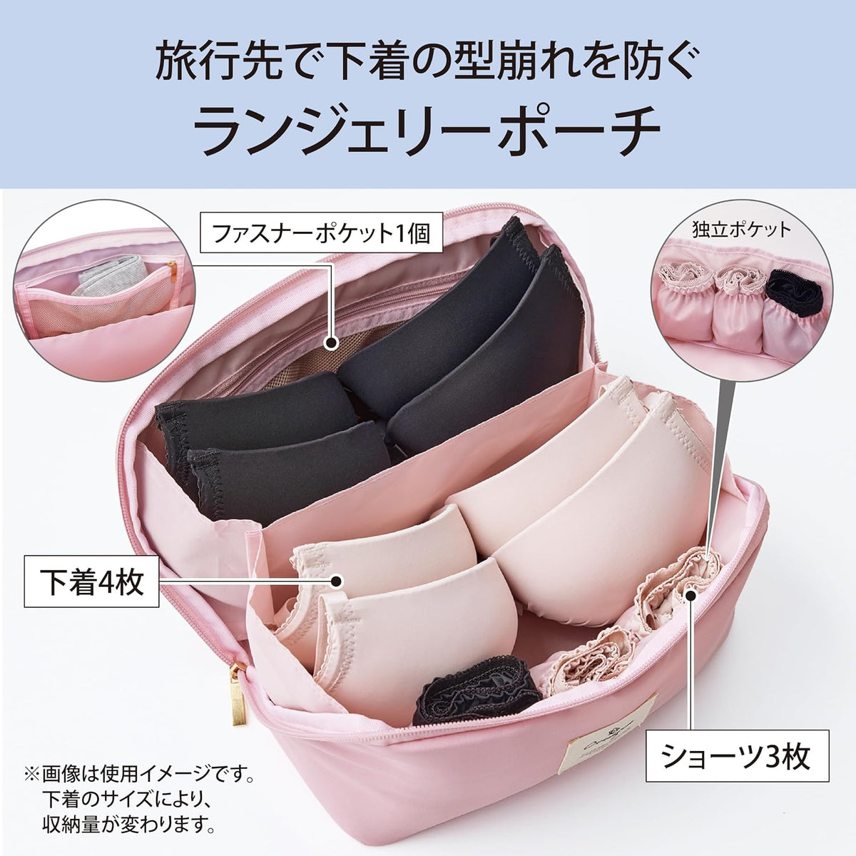 Lakurasu ランジェリー 下着 ポーチ 旅行用 トラベルグッズ ドット PT01