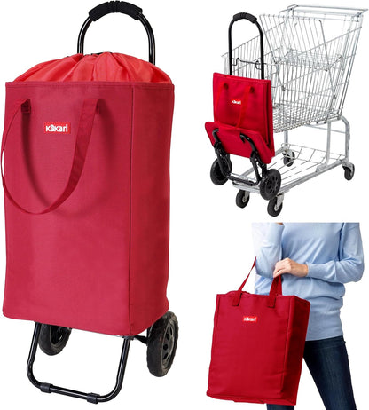 kakarl 買い物カート ショッピングカート バッグになる 保冷 軽量 トートバッグ 23L レッド MAIN
